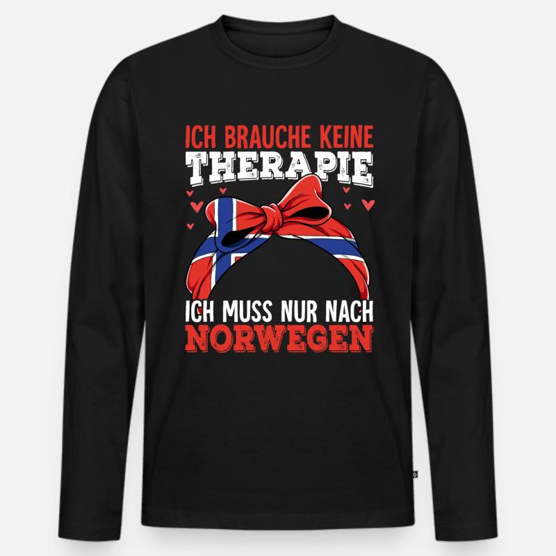 Norwegen - Männer Premium Bio Langarmshirt - Schwarz