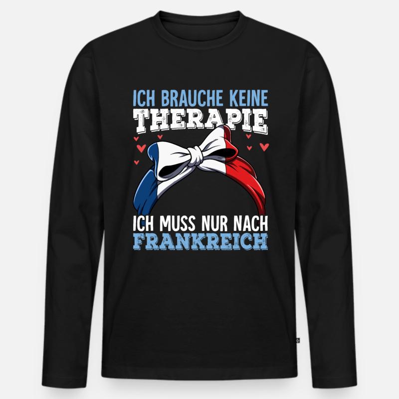 Frankreich - Männer Premium Bio Langarmshirt - Schwarz