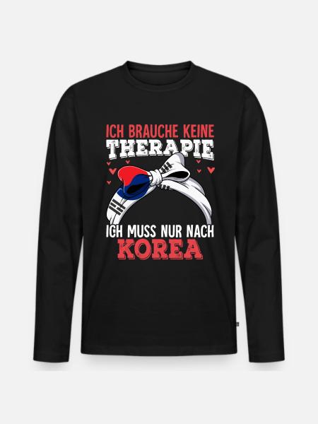 Korea - Männer Premium Bio Langarmshirt - Schwarz