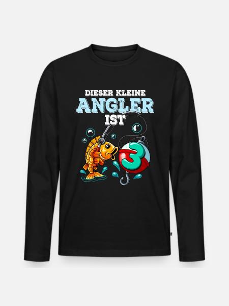 3 Birthday Angler Fishing - Men's Premium Organic Long Sleeve Shirt - black