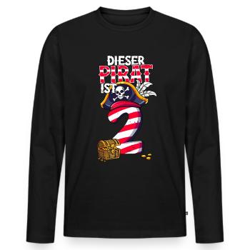2e anniversaire Pirates - T-shirt manches longues Premium bio Homme - noir - Devant - Nico (187cm)
