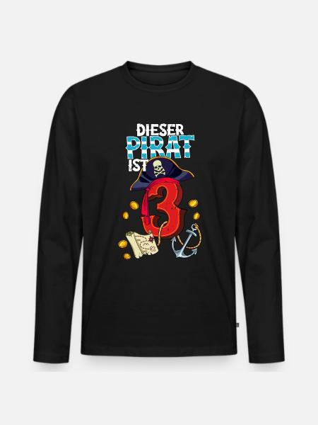 3rd Birthday Pirates - Men's Premium Organic Long Sleeve Shirt - black