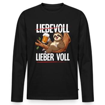 Faultier Sauftier Liebevoll Lieber Voll - Männer Premium Bio Langarmshirt - Schwarz - Vorne - Nico (187cm)