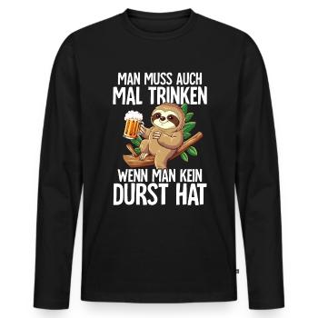 Faultier Sauftier - Männer Premium Bio Langarmshirt - Schwarz - Vorne - Nico (187cm)