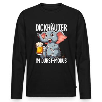 Elefant Bier - Männer Premium Bio Langarmshirt - Schwarz - Vorne - Nico (187cm)