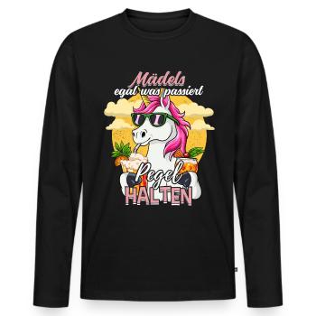 Mädels Egal Was Passiert Pegel Halten - Männer Premium Bio Langarmshirt - Schwarz - Vorne - Nico (187cm)