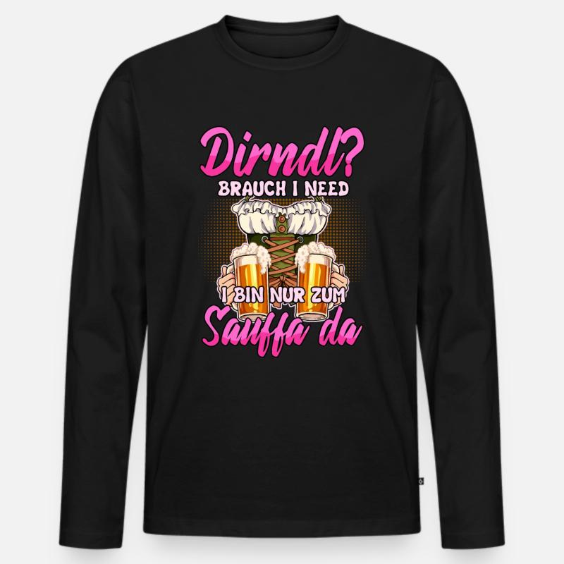 Dirndl Ersatz - Männer Premium Bio Langarmshirt - Schwarz