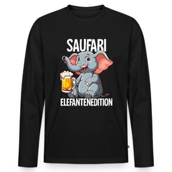 Saufari Elefantenedition Elefant Bier - Männer Premium Bio Langarmshirt - Schwarz - Vorne - Nico (187cm)