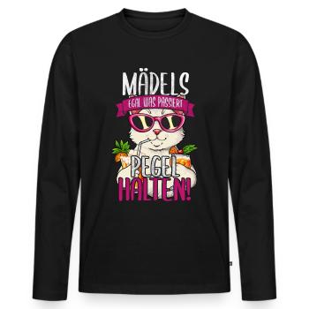 Mädels Egal Was Passiert Pegel Halten - Männer Premium Bio Langarmshirt - Schwarz - Vorne - Nico (187cm)