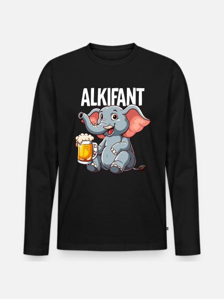 Alkifant Elefant Bier - Männer Premium Bio Langarmshirt - Schwarz