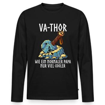 Vathor - Männer Premium Bio Langarmshirt - Schwarz - Vorne - Nico (187cm)