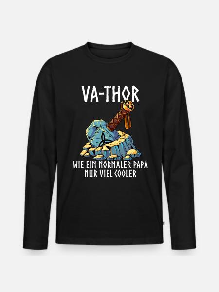 Vathor - Männer Premium Bio Langarmshirt - Schwarz