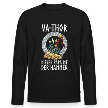 Vathor - Männer Premium Bio Langarmshirt - Schwarz - Vorne - Nico (187cm)