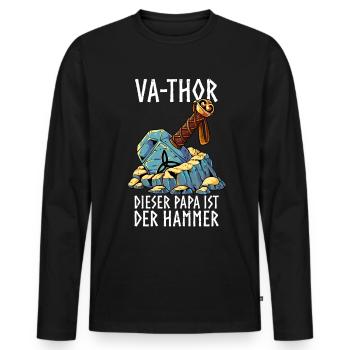 Vathor - Männer Premium Bio Langarmshirt - Schwarz - Vorne - Nico (187cm)