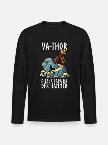 Vathor - Männer Premium Bio Langarmshirt - Schwarz