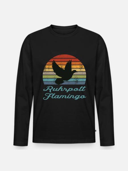 Ruhrpott Flamingo - Männer Premium Bio Langarmshirt - Schwarz
