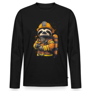 Firefighter Sloth - Men's Premium Organic Long Sleeve Shirt - black - Front - Nico (187cm)