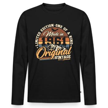 1961 Vintage Vintage Rétro Cadeau d’anniversaire - T-shirt manches longues Premium bio Homme - noir - Devant - Nico (187cm)