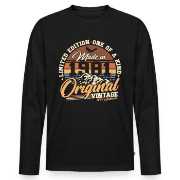 1981 Vintage Vintage Rétro Cadeau d’anniversaire - T-shirt manches longues Premium bio Homme - noir - Devant - Nico (187cm)