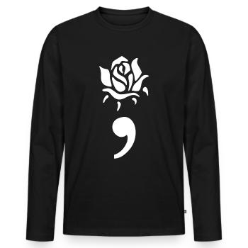 Projet Suicide Dépression Dépression Point-virgule Rose - T-shirt manches longues Premium bio Homme - noir - Devant - Nico (187cm)