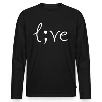 Project Semicolon Live Depression Suicide Gift - Men's Premium Organic Long Sleeve Shirt - black - Front - Nico (187cm)
