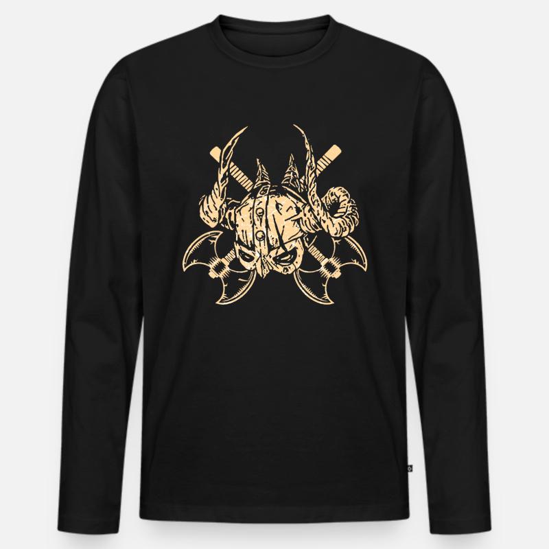Wikinger Mittelalter - Männer Premium Bio Langarmshirt - Schwarz