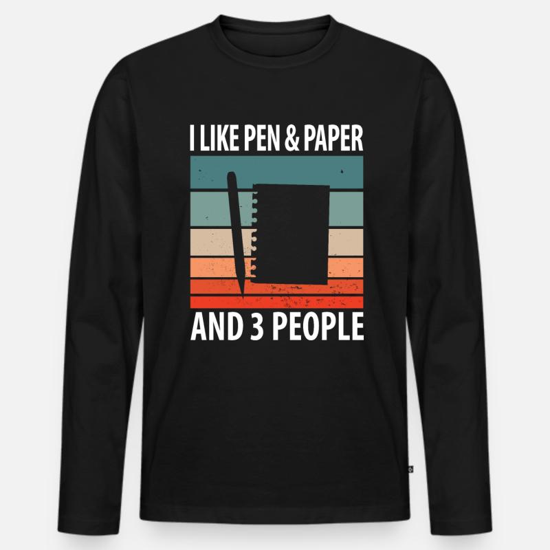 Pen & Paper - Männer Premium Bio Langarmshirt - Schwarz
