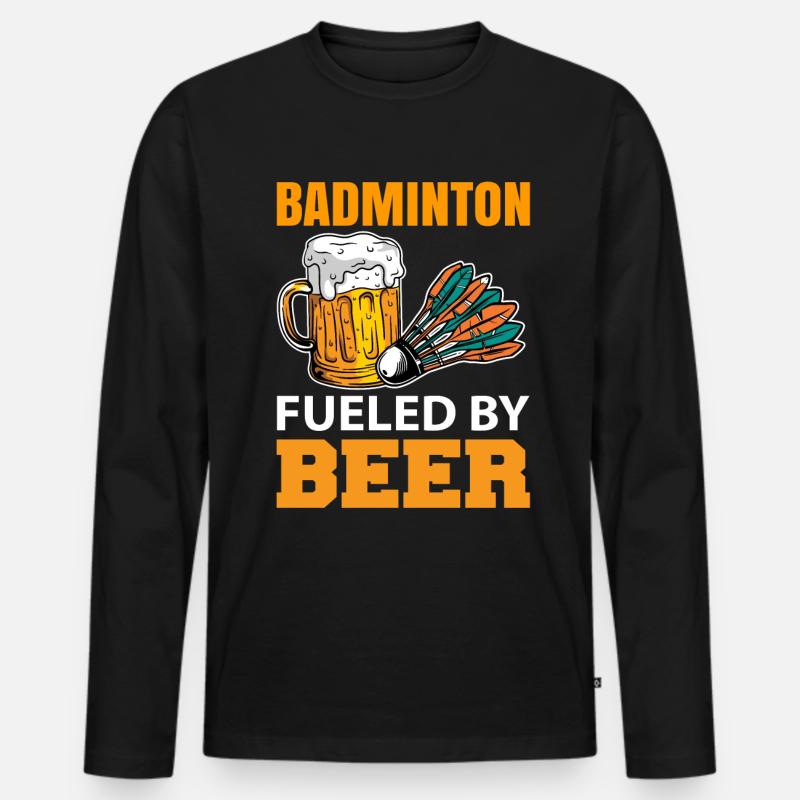 Badminton - Männer Premium Bio Langarmshirt - Schwarz
