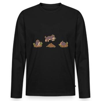 Saut de taupe - T-shirt manches longues Premium bio Homme - noir - Devant - Nico (187cm)