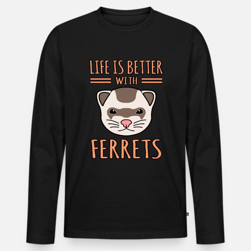 Frettchen - Männer Premium Bio Langarmshirt - Schwarz