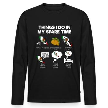 Mexiko - Männer Premium Bio Langarmshirt - Schwarz - Vorne - Nico (187cm)
