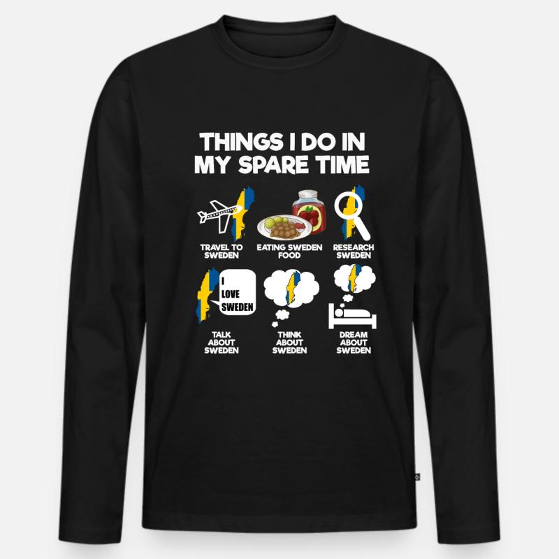 Schweden - Männer Premium Bio Langarmshirt - Schwarz