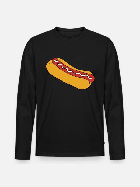 Varmkorv snabbmat korv rullar - Ekologisk långärmad premium-T-shirt herr - svart