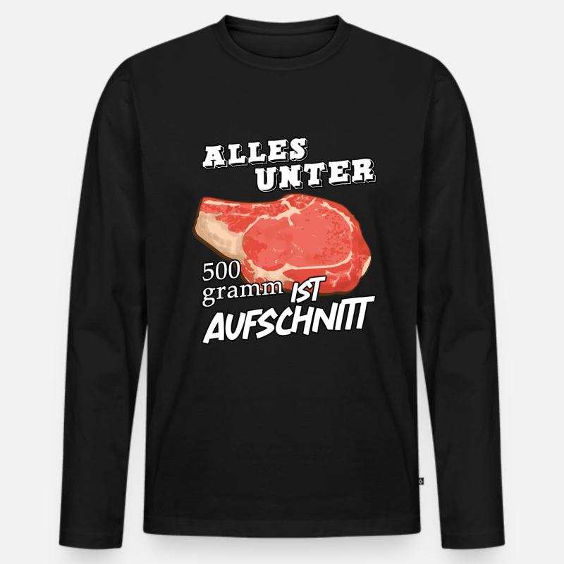 Fleisch - Männer Premium Bio Langarmshirt - Schwarz