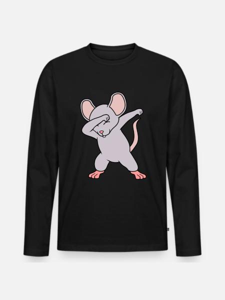Mouse - Men's Premium Organic Long Sleeve Shirt - black