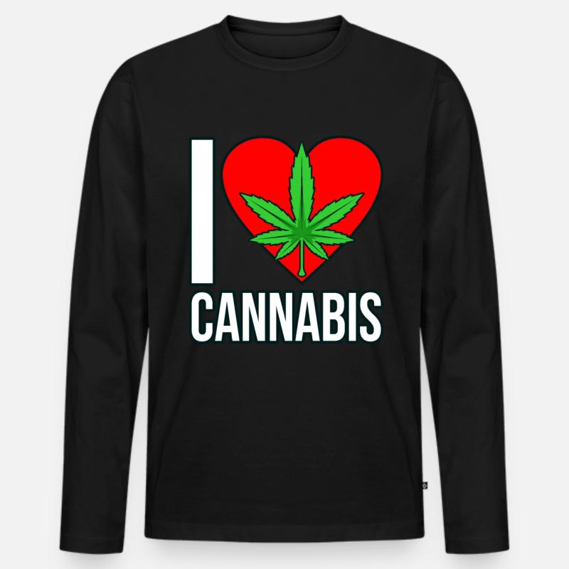 Cannabis - Männer Premium Bio Langarmshirt - Schwarz