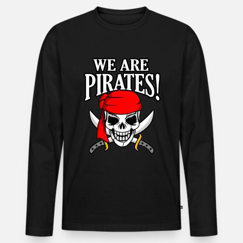 Pirat - Männer Premium Bio Langarmshirt - Schwarz