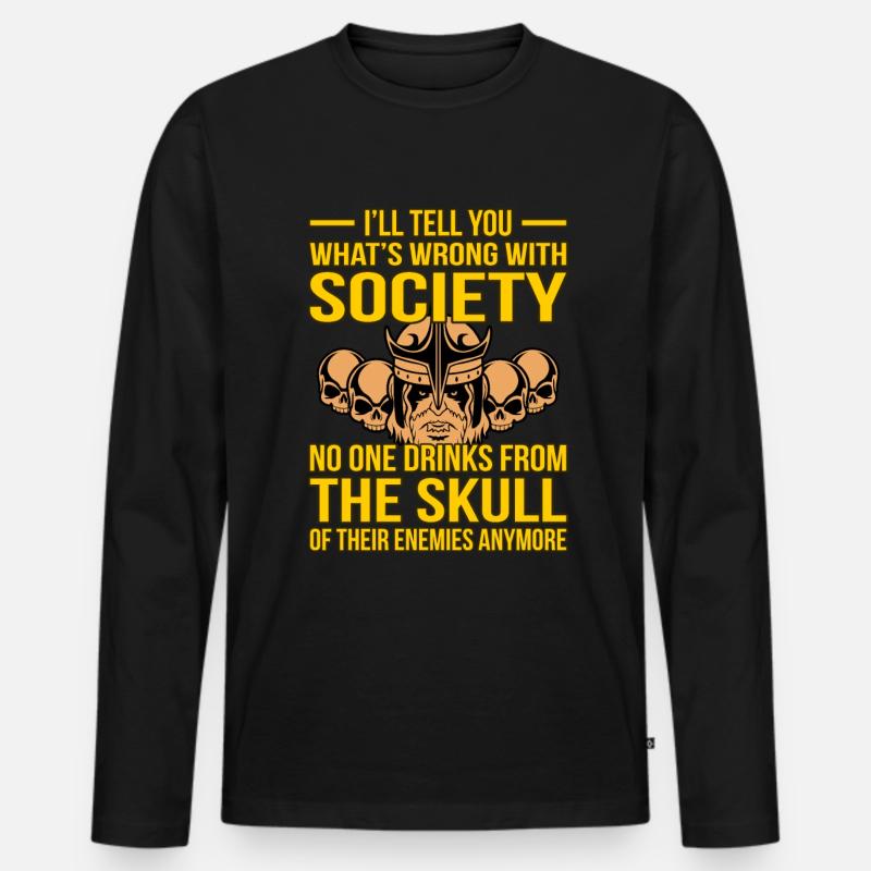 Wikinger - Männer Premium Bio Langarmshirt - Schwarz