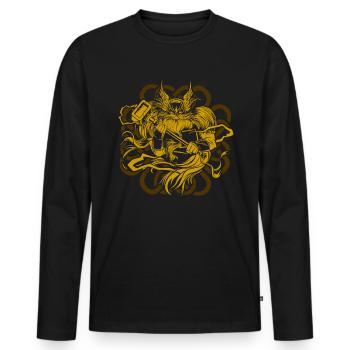 Wikinger - Männer Premium Bio Langarmshirt - Schwarz - Vorne - Nico (187cm)