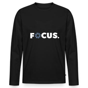 Focus Camera Photographer Photo Shoot Photos - Men's Premium Organic Long Sleeve Shirt - black - Front - Nico (187cm)