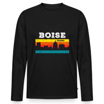 Boise Idaho - Männer Premium Bio Langarmshirt - Schwarz - Vorne - Nico (187cm)