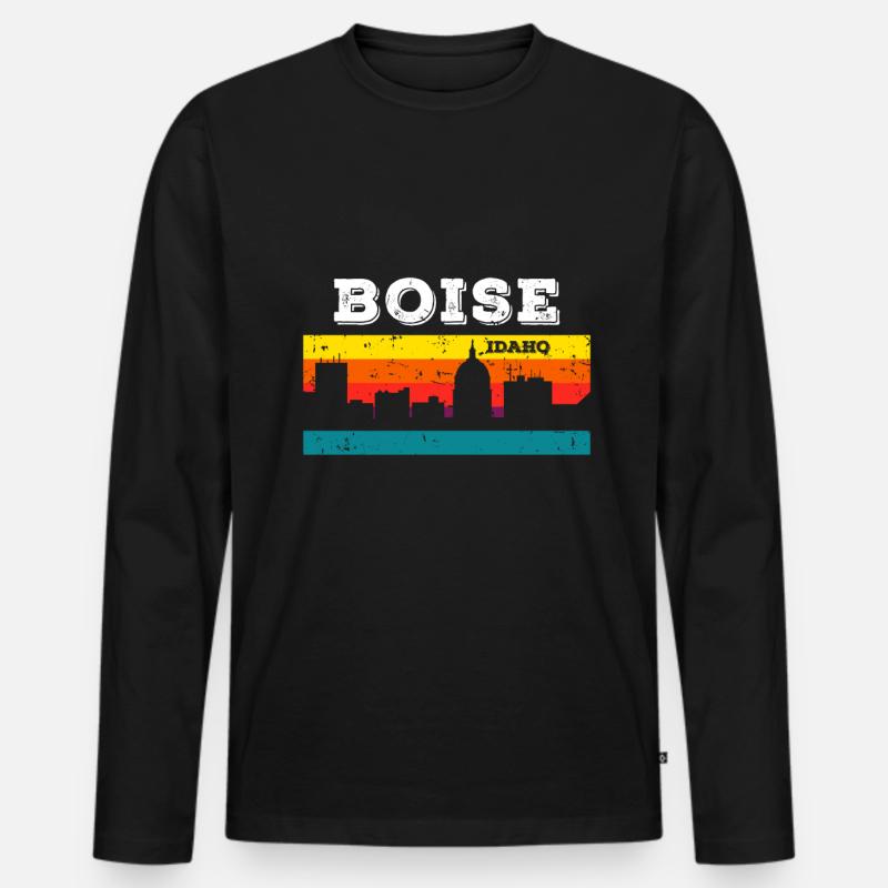 Boise Idaho - Männer Premium Bio Langarmshirt - Schwarz