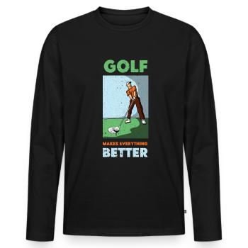 Golf Golfer Golf Club Golf Ball Golf Course - Men's Premium Organic Long Sleeve Shirt - black - Front - Nico (187cm)