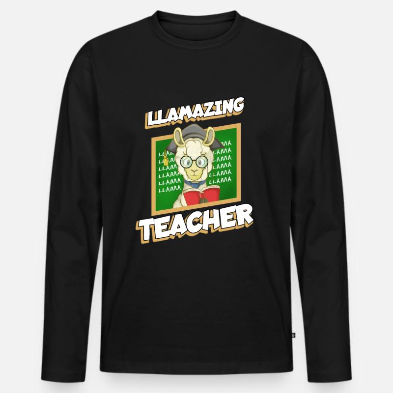 Lama-lehrer - Männer Premium Bio Langarmshirt - Schwarz