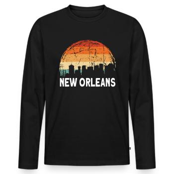 New orleans sunset - Men's Premium Organic Long Sleeve Shirt - black - Front - Nico (187cm)