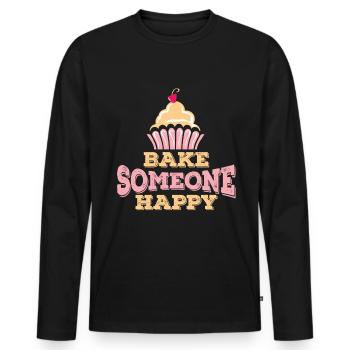 Boulanger Confiseur Gâteau Gâteau Confiserie - T-shirt manches longues Premium bio Homme - noir - Devant - Nico (187cm)