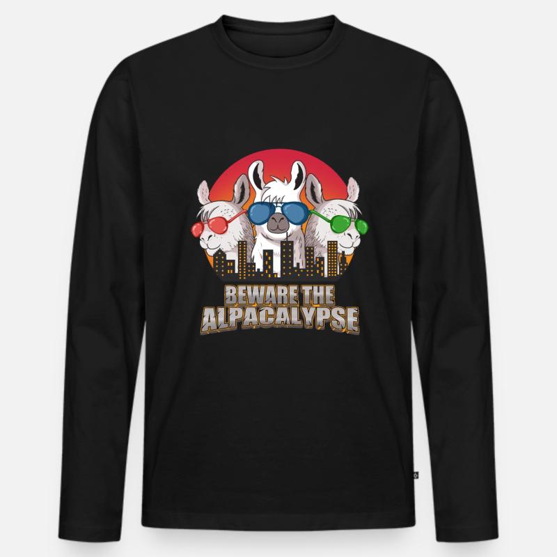 Alpaka - Männer Premium Bio Langarmshirt - Schwarz