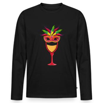 Wein - Männer Premium Bio Langarmshirt - Schwarz - Vorne - Nico (187cm)