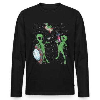Alien - Männer Premium Bio Langarmshirt - Schwarz - Vorne - Nico (187cm)