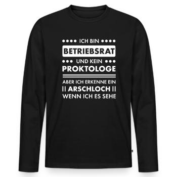 Betriebsrat Arbeitnehmer Vertreter Gewerkschaft - Männer Premium Bio Langarmshirt - Schwarz - Vorne - Nico (187cm)